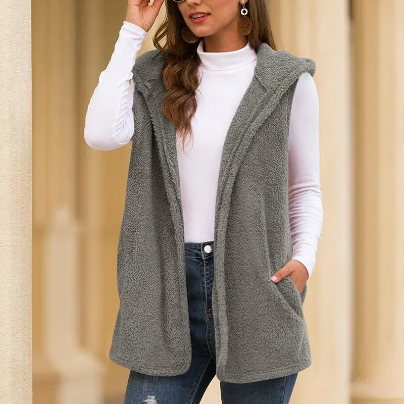 Осенне-зимний теплый женский жилет пальто повседневный длинный кардиган