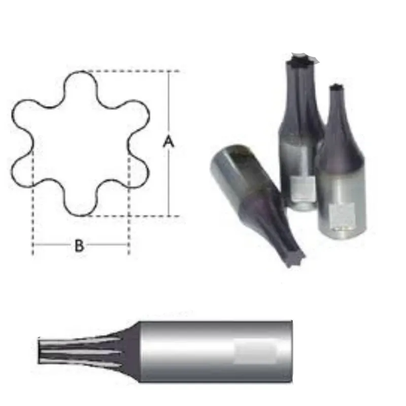 8mm Shank Rotary broaching punch head T5 T6 T8 T10 T15 T20 T25 punch rolling burnishing head broaching torx punch for CNC lathe
