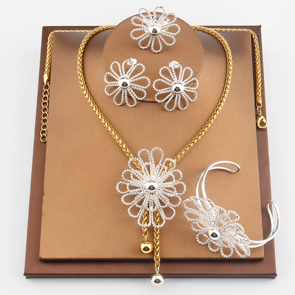 2022 нигерийский Свадебный комплект ювелирных изделий позолоченный Дубайский