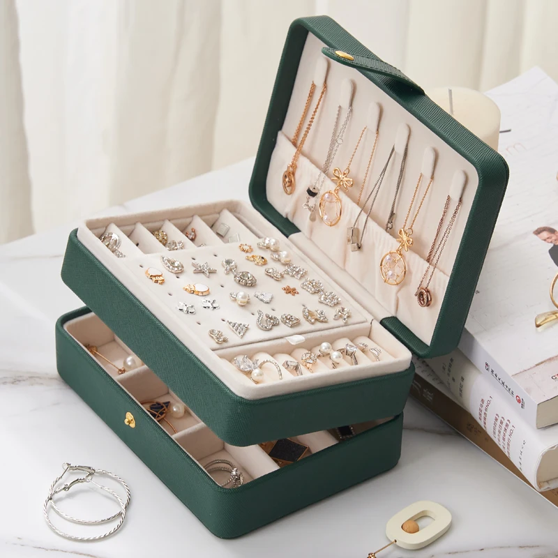 

High Capacity Jewelry Box Portable Necklace Casket Earring Studs Chain Ring Organizer Makeup Storage Box Beauty Container