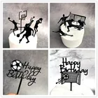 Акриловый Топпер для торта в виде футбольного мяча, креативное украшение для торта сделай сам в стиле баскетбола, с днем рождения флажки для торта