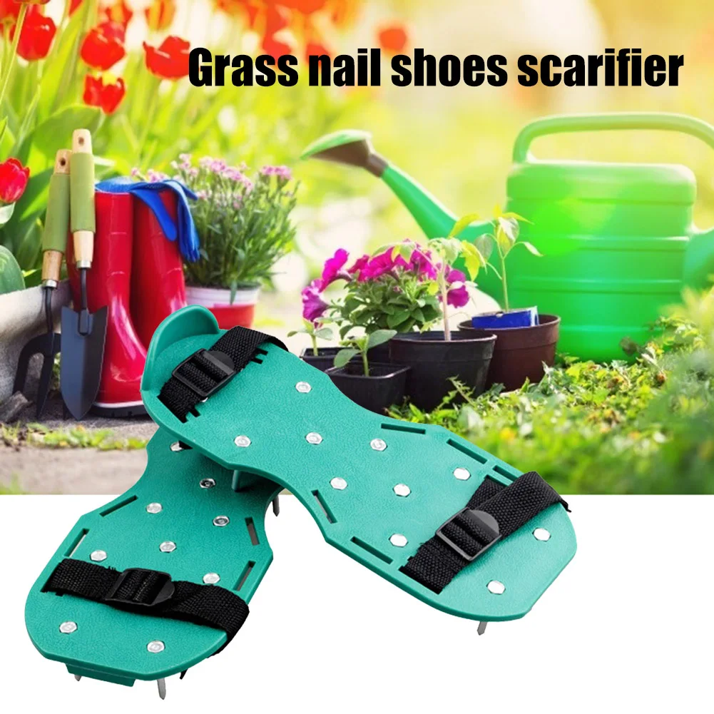 

Lawn Aerator Spikes Shoes Aerator Spiked Sandals with 5 Adjustable Straps Universal Size for all Shoes or Boots Grass Cultivator
