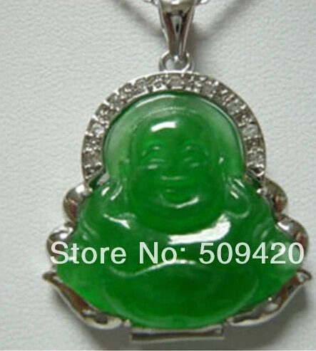 Бесплатная доставка&gt Изысканный Серебряный зеленый нефритовый Будда Амулет