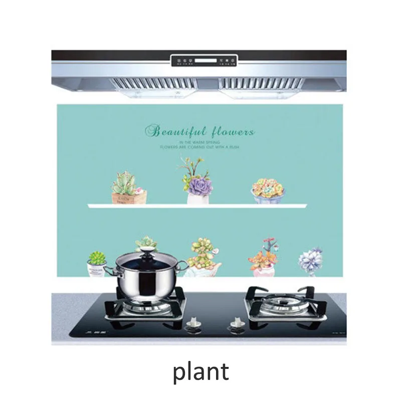 plant Домашние обои милые, Мультяшные, прозрачные термостойкие масляные Наклейки 60*90 см водонепроницаемые самоклеящиеся наклейки на стены - Цвет: plant