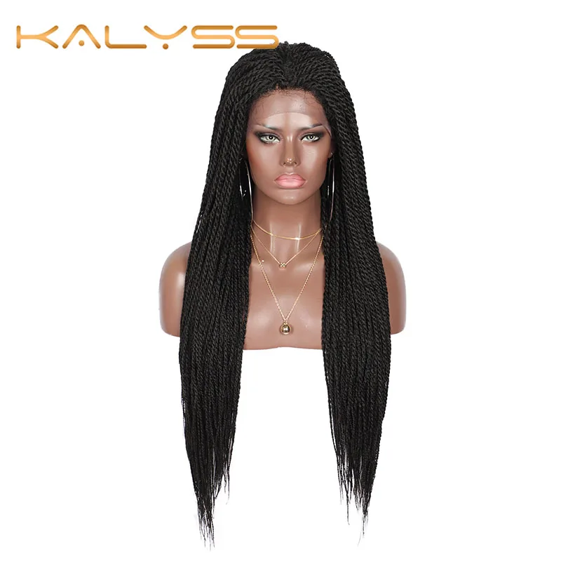 

Kalyss 28" Braided Wigs Swiss Lace Front Senegal Twist Braid Wigs with Baby Hair for Black Women Black Cuevana Twist Braids Wigs