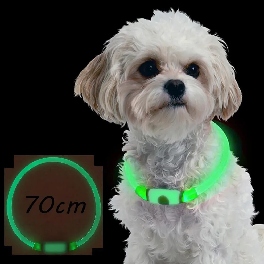 LED Dog Collar Light USB Rechargeable Glowing Collars Luminous Pet Flash Night Charging for Small Medium Large | Дом и сад