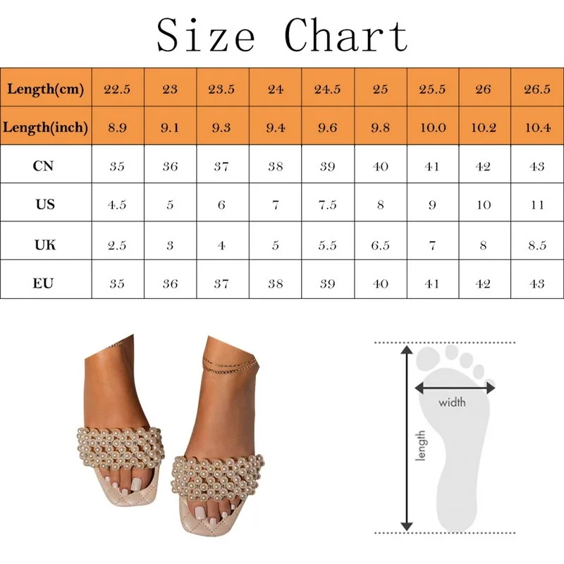 

2021 Pink Pearl Women Sandals Slippers Square Toe Slides Summer New Fashion Design Ladies Oversized Zapatillas Mujer Casa Flat
