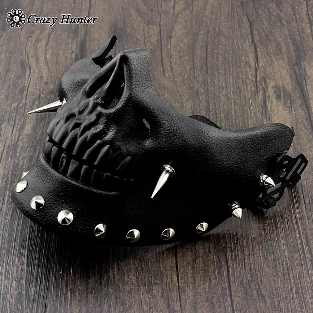 Классная маска в стиле стимпанк Мужская Маскарадная с шипами на половину лица