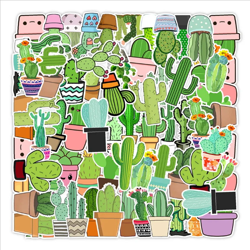 

10/30/50 Small Fresh Cactus Graffiti Stickers Computer Notebook Suitcase Guitar Helmet Decoration Toys Wholesale