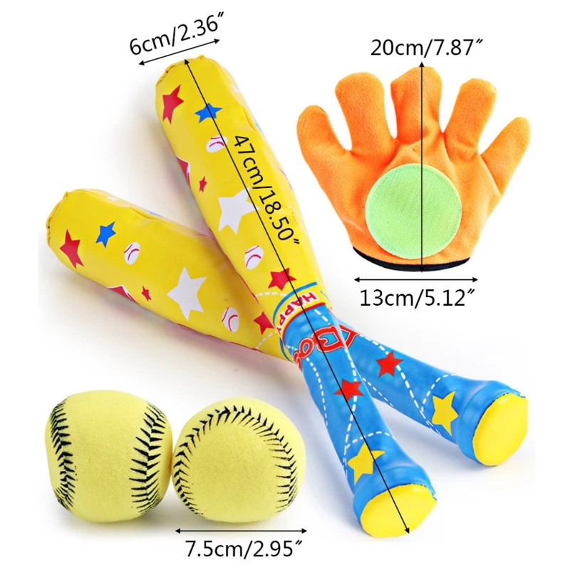 

Kids Baseball Toys EVA Soft Balls Bat Gloves Set Funny Outdoor Sports Play Toy GXMB