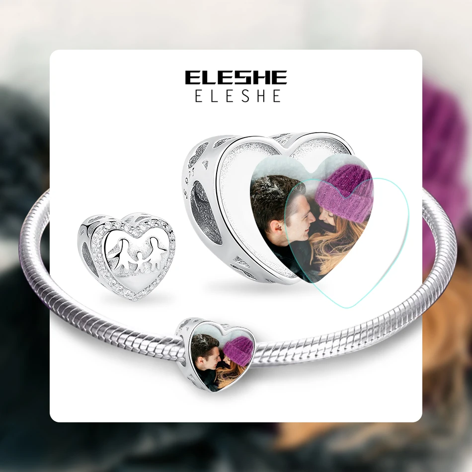 ELESHE Love is Семья 925 пробы серебряные изготовленные на заказ фото сердце