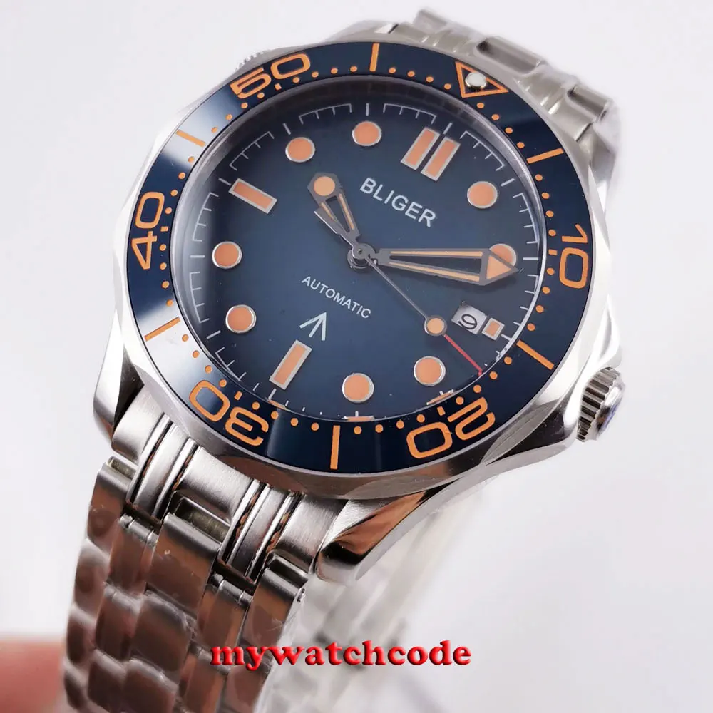 

41mm BLIGER Mingzhu 2813 Automatic Movement Sapphire Glass solid stainless steel Mental Band Date Men Watch Relogio Masculino