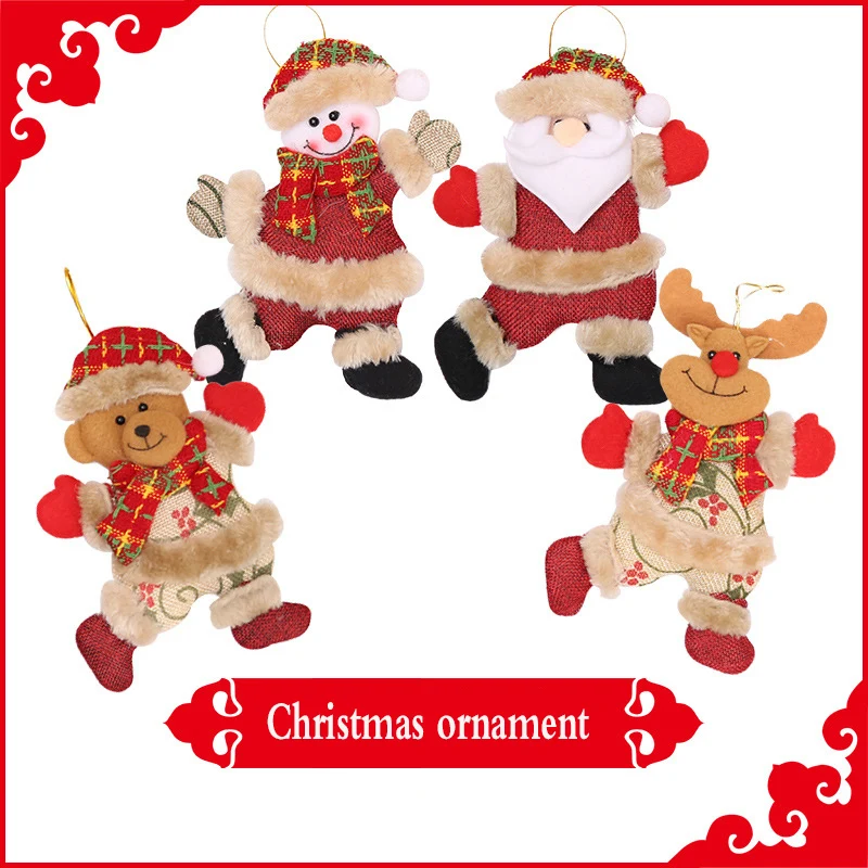 Christmas Tree Accessories Small Doll Dancing Old Man Snowman Deer Bear Cloth Puppet Hanging Gift |