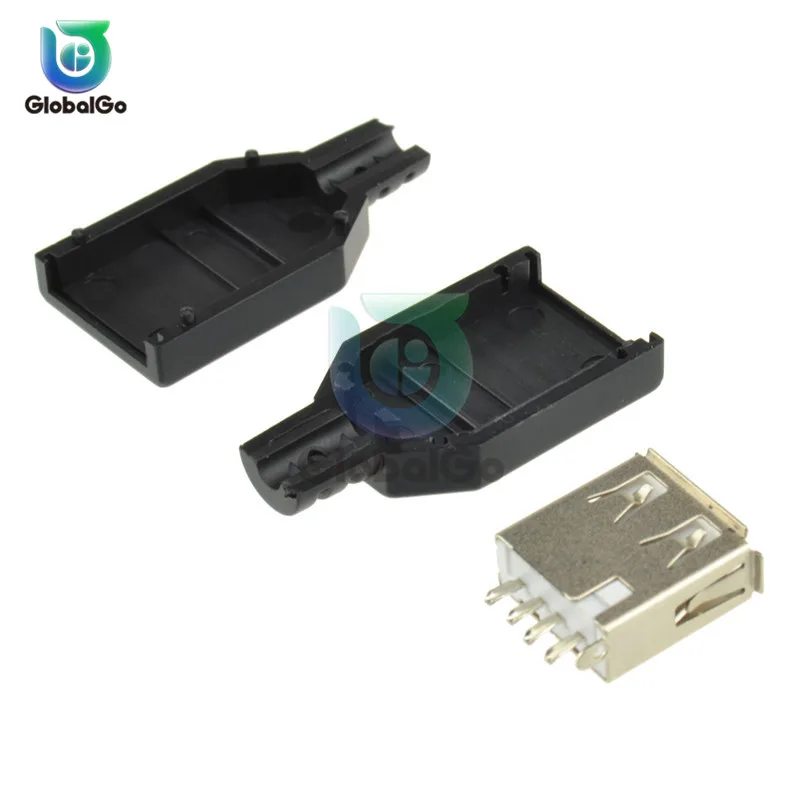 5 шт./партия USB 2 0 Тип A 4Pin Женский Мужской Разъем USB-штекер Черная пластиковая