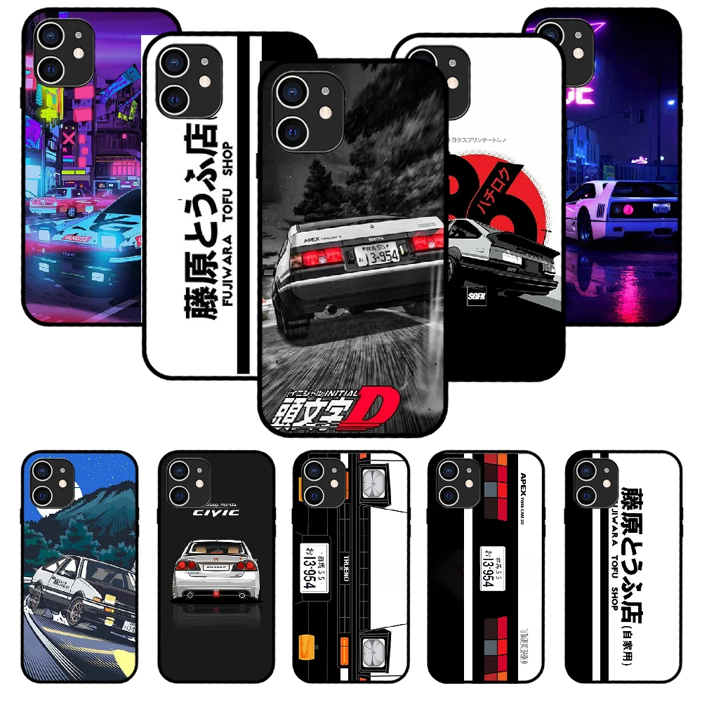 

Phone Case For iPhone 13 Pro Max 12 Mini 11 SE 2020 6 6S 7 8 Plus XS X XR Black Cover Funda Tpu Japan Initial D AE86 anime JDM