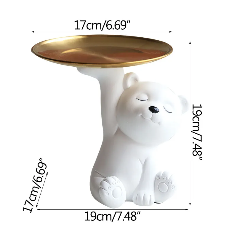 

Home Decoration Storage Bear Tray Sundries Container Living Room Entrance Decoration Key Holder Crafts Cartoon Figurines Gifts