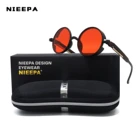 Классические готические Круглые Солнцезащитные очки NIEEPA в стиле стимпанк для мужчин и женщин, брендовые дизайнерские ретро круглые очки с цветными линзами UV40