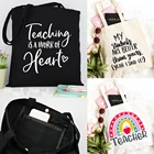Обучение-это работа, с принтом в виде сердца и с принтом радуги модная женская матерчатая хозяйственная сумка для учителя жизни многоразовые эстетическое сумки на плечо
