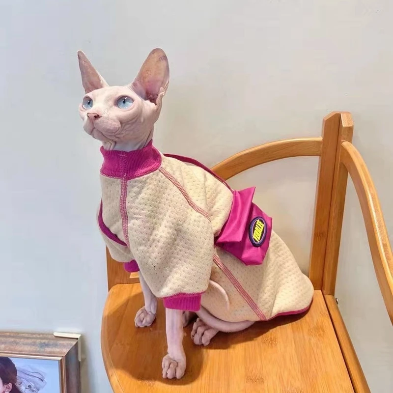 

Winter Hairless Cat Sweatshirt Sphinx Coats No Bone Backpack Clothes Hairless Cat Devon Cat Jumper Clothing for Winter Autumn