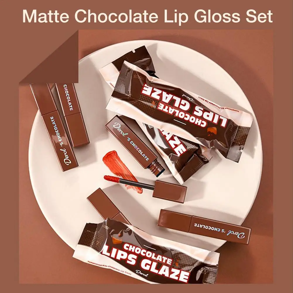 

Matte Liquid Lipstick Waterproof Chocolate Lip Glaze Velvet Long Lasting Lip Gloss Tint Lip Glaze Lipstick Set Cosmetic TSLM1