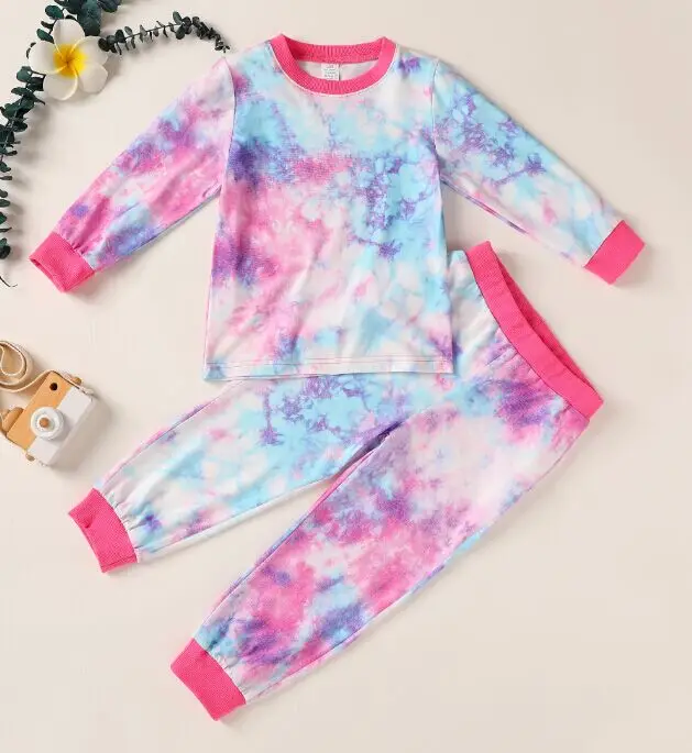 Детские повседневные Костюмы футболка с круглым вырезом и длинными рукавами