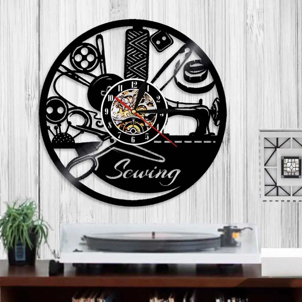 Настенные часы в стиле ретро с виниловой пластиной декоративная машинка для