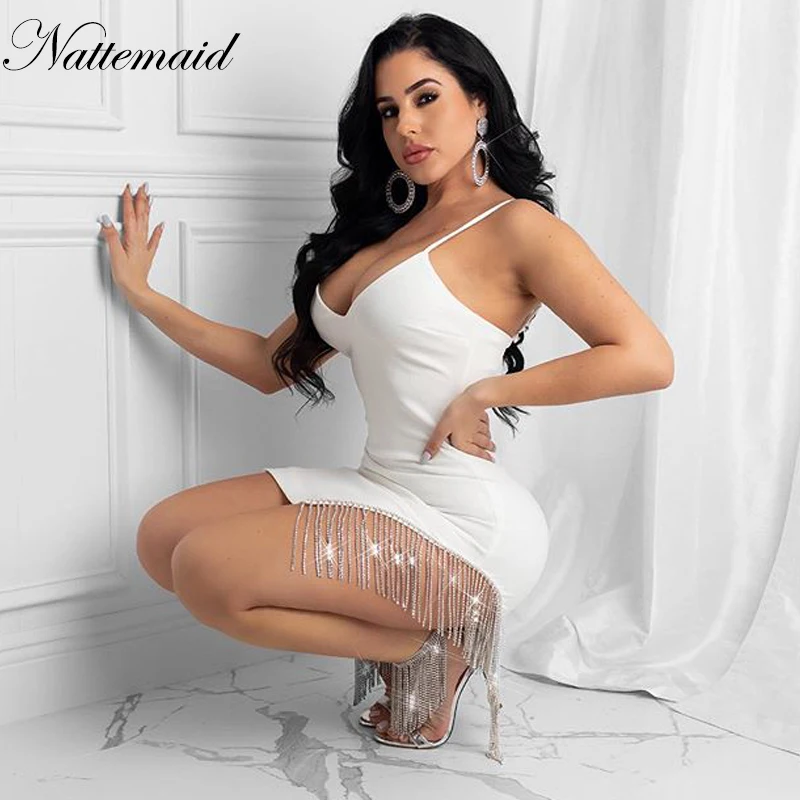 NATTEMAID водолазка бриллиант кисточкой летнее платье для женщин без рукавов