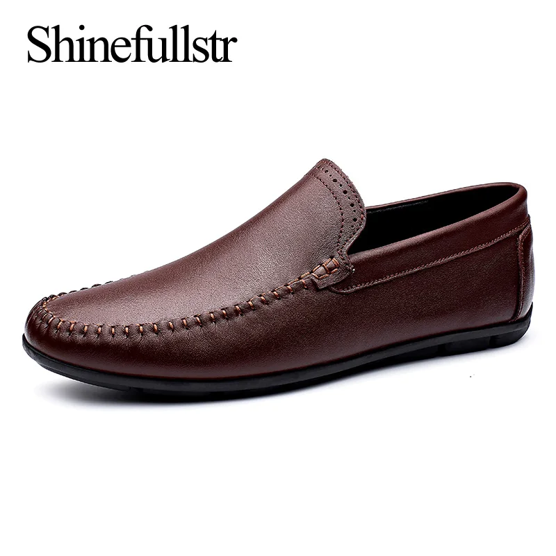 

Driving Shoes Loafers Leather Mens Casual Shoes Size 37-46 Black Brown Handmade Soft Lightweight Shoes 2021 New Dropshipping