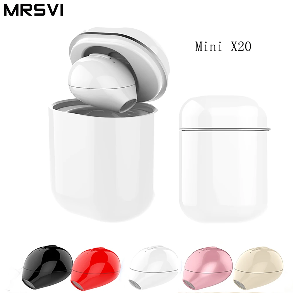 MRSVI мини X20 Беспроводной Bluetooth наушники с зарядный чехол стерео наушники спортивные Гарнитура для смартфонов