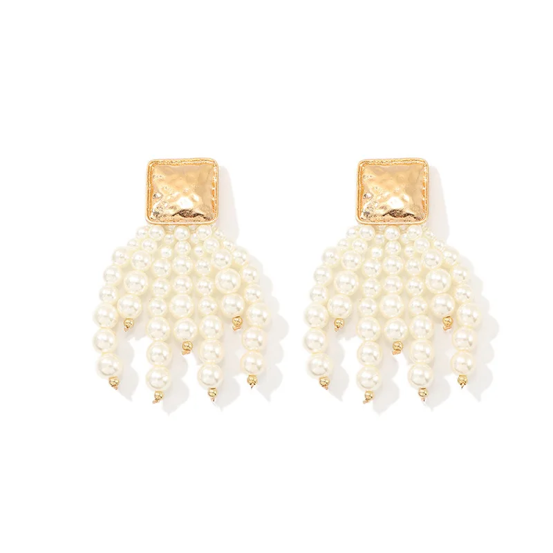 Женские жемчужные сережки кисточки Metro длинные подвески в стиле ретро квадратные