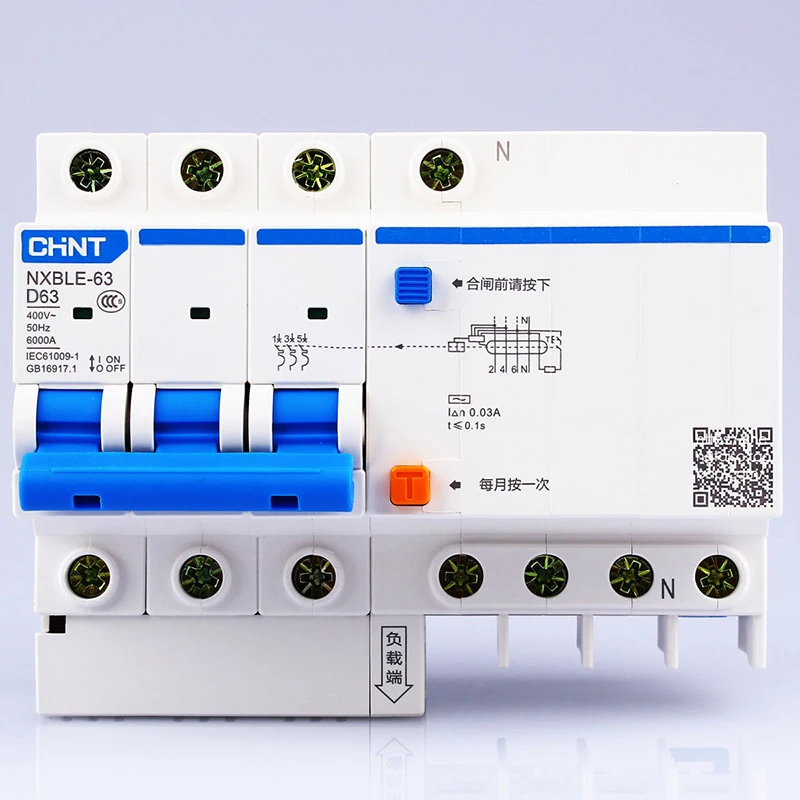 Устройство для защиты от утечки воздуха CHINT AC230/400V NXBLE 63 3P + N|Автоматические