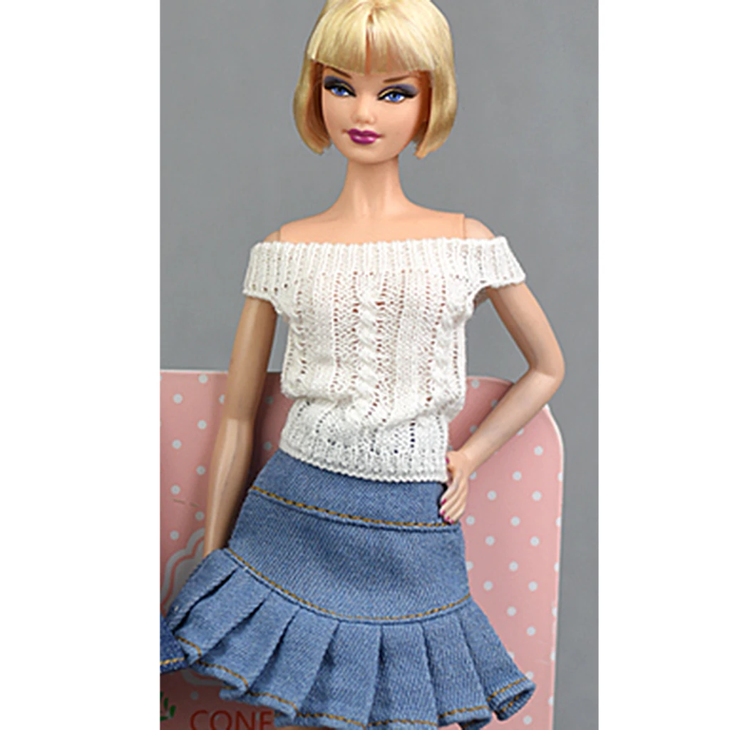 Стильный костюм из 2 предметов для 1/6 Blythe Licca OB Girl My Life Dolls вязаный свитер Джинсовая