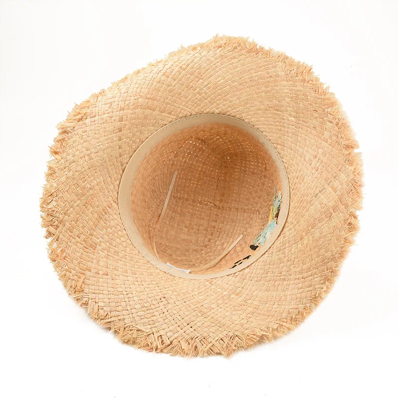 Соломенная шляпа для мужчин и женщин плетеная вручную Панама из рафии с плоским