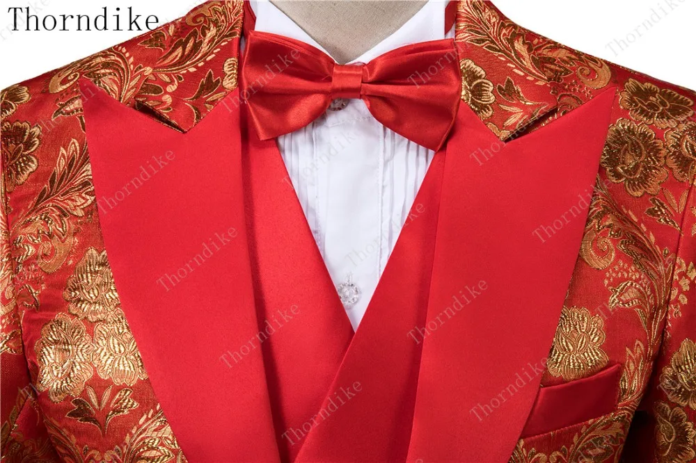 Бренд мужской плюс размер 5XL золотой цветочный узор Slim Fit Мужские костюмы куртка+ брюки+ жилет свадебный смокинг жениха певица костюм