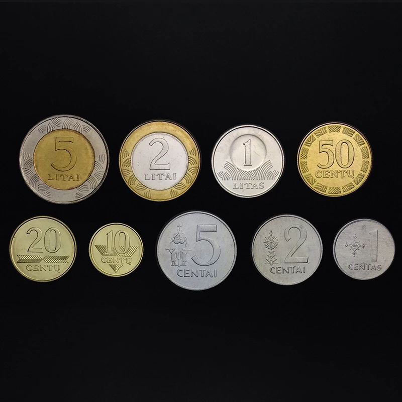 

A Set of 9 Lithuanian Coins Real Original Coins Collectibles Authentic Unc