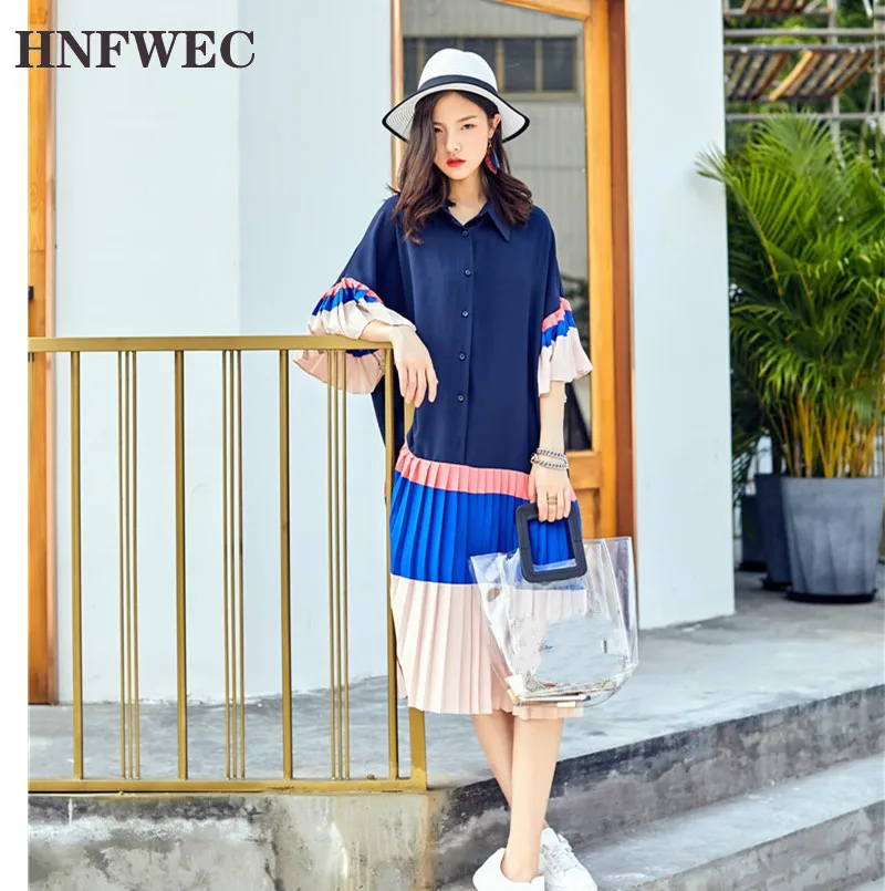 2020 летняя одежда для женщин полурасклешенное платье с рукавами плиссированное