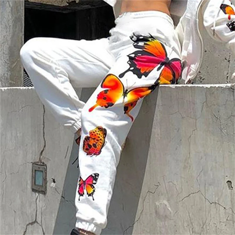 

Women's Pants Sweatpants High Waist Baggy Fashion Joggers New Fashion Pants Butterfly Printed Sweatpants Women Elastic Pants