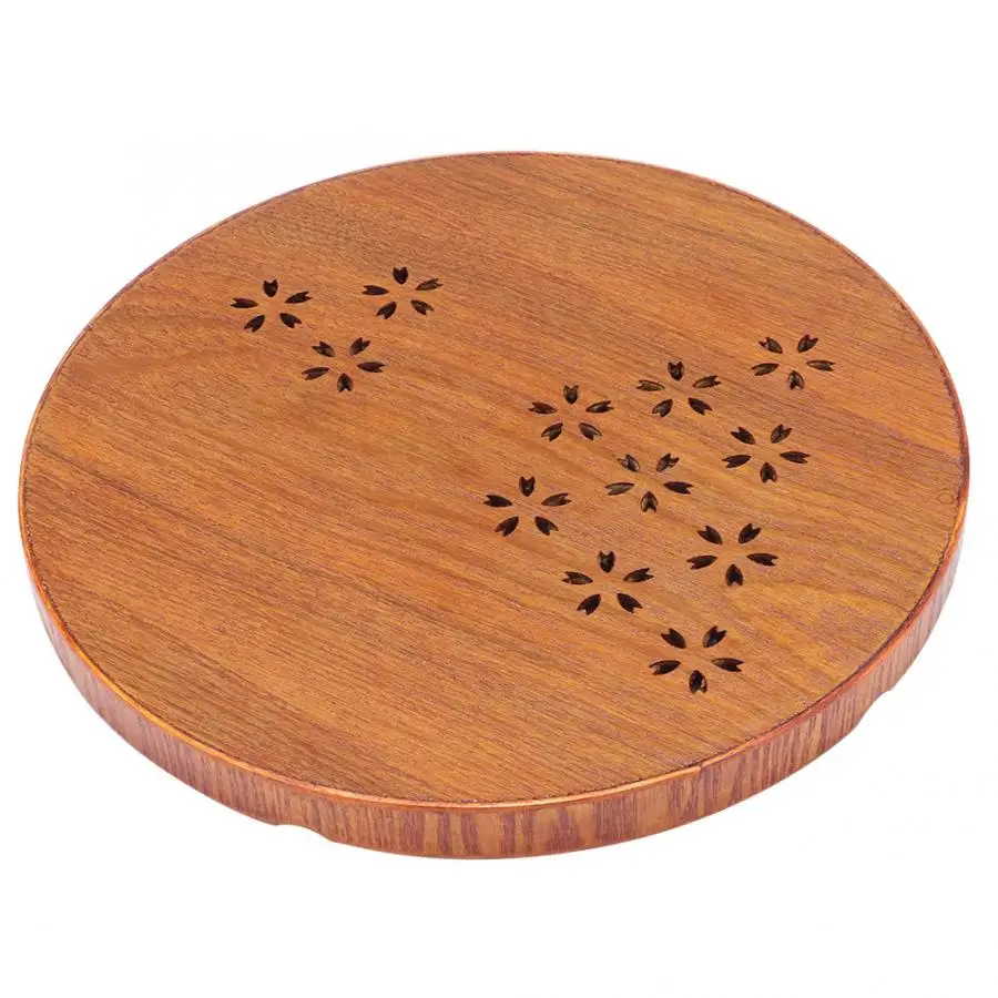 Чайные подносы деревянный полый Восточный Вишневый узор Круглый сервировочный