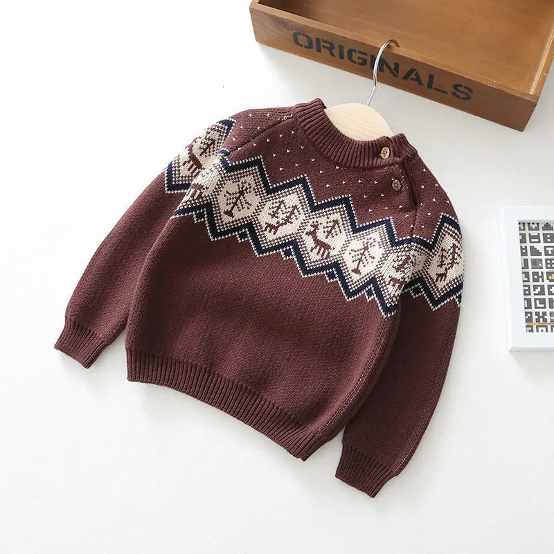 Новые детские свитера осенне зимний Модный хлопковый пуловер с принтом для