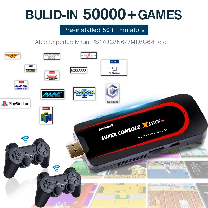 Супер консоль X Stick мини ретро видео игровая для PSP/PS1/DC/N64/MAME двойной контроллер