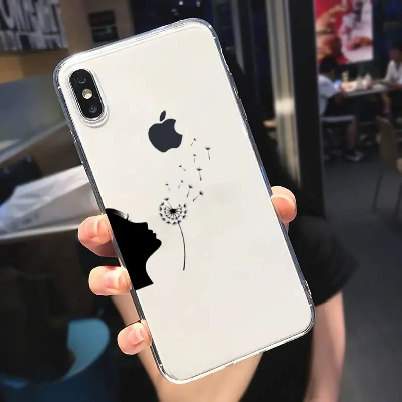 

Dandelion Simple flower Phone Case Transparent for iPhone 6 7 8 11 12 s mini pro X XS XR MAX Plus