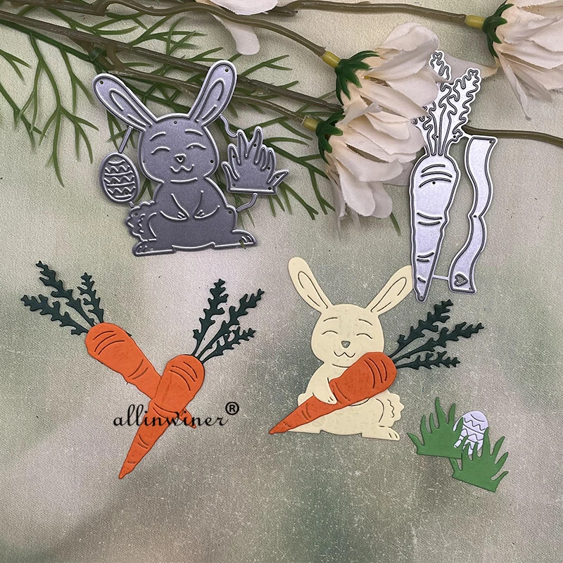 

Металлические трафареты с пасхальным кроликом и морковкой, трафареты для скрапбукинга «сделай сам», декоративное тиснение, ручная работа, ...