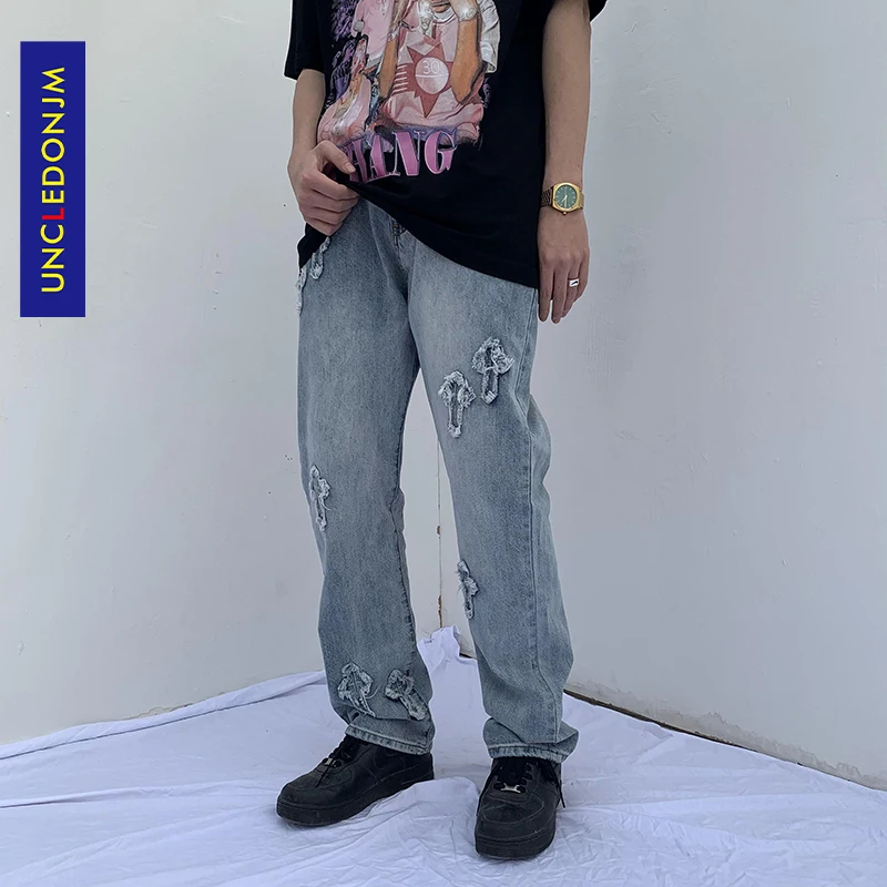 

Джинсы UNCLEDONJM в потертом стиле для мужчин, дизайнерские джинсы для мужчин, мешковатые джинсы, женские винтажные джинсы в стиле high street для муж...