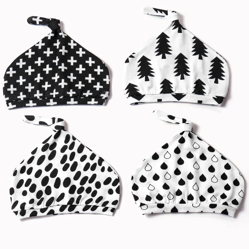 

HappyFlute 4pcs/set Newborn Baby Hat Cotton Spring Autumn Toddler Hat Boys Girls Cap Winter Warm Print Children Hat