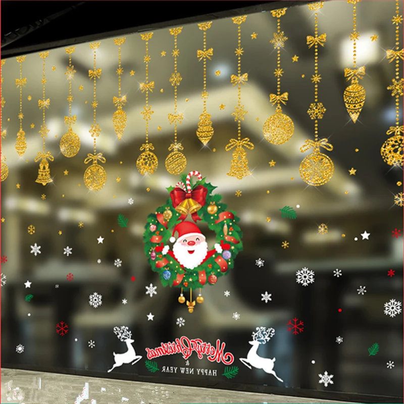 

[SHIJUEHEZI] Father Christmas Window Stickers DIY Ornaments Wall Decals for Living Room Glass New Year Festival Home Decoration