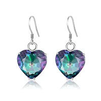 genuine rainbow mystic topaz drop earrings heart shape 925 sterling silver earrings for women gemstones earing fine jewellery
