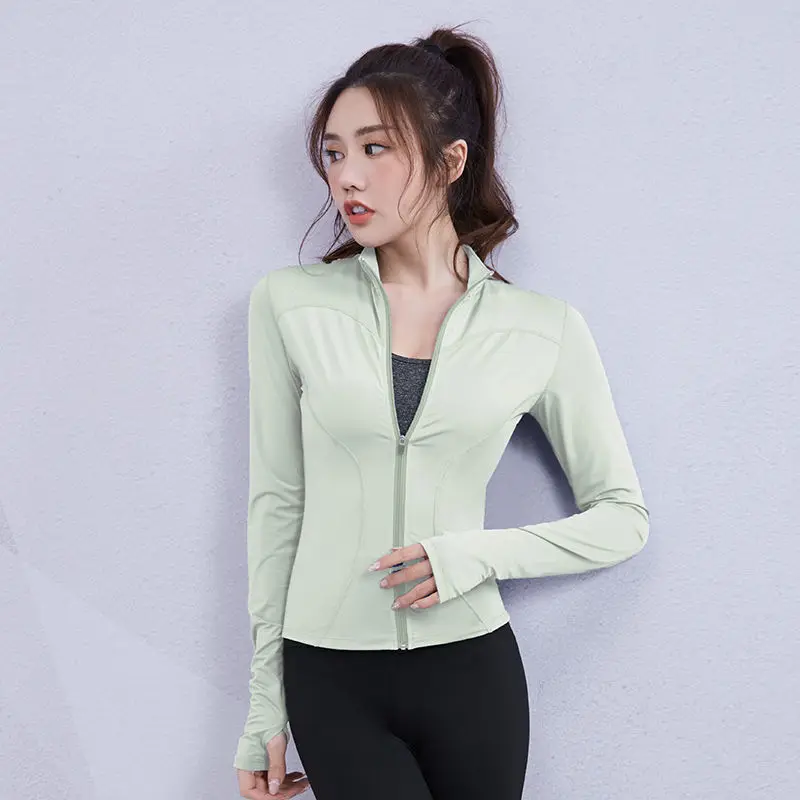 

Sportswear Women's Tight Yoga Suit Quick Drying Long Sleeve Top Zipper Cardigan Running Net Red Fitness Suit