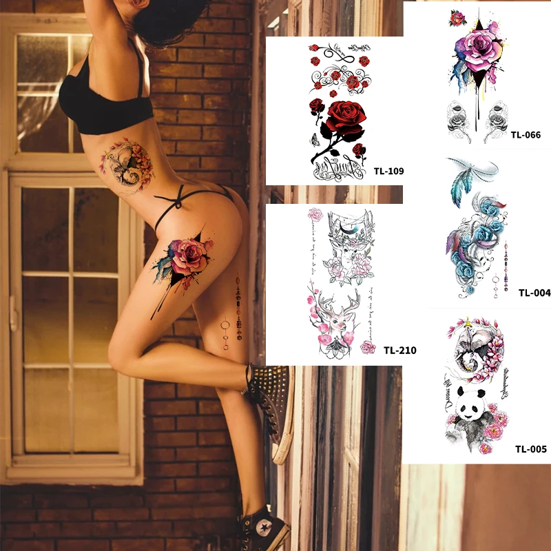 

Women's Tattoo Sticker, Temporary Sleeve Tattoo, Black, Waterproof, Large Size, Sexy, Arm, Leg, Body Art, Flash Fashion