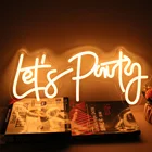 Неоновая светодиодная вывеска Let вечерние, индивидуальная светодиодная подсветка на день рождения, гибкая прозрачная акриловая неоновая вывеска, свадебное украшение для комнаты