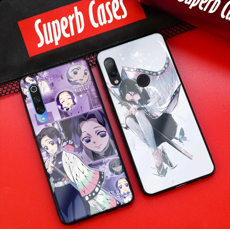 Силиконовый стеклянный чехол Shinobu Kocho Kimetsu no Yaiba для телефона Xiaomi Mi 8 9 SE Mix 2 2s 3 RedMi Note